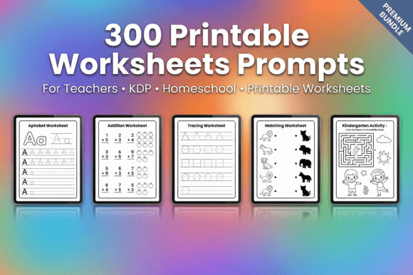 300 Printable Worksheets Prompts – KDP