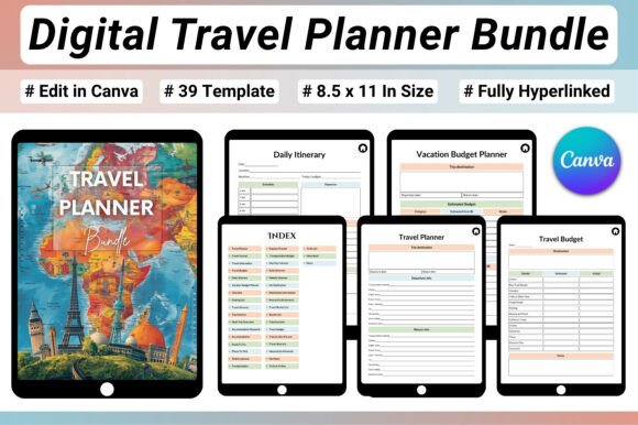 ✈️ Digital Travel Planner Bundle: Plan Every Adventure with Confidence