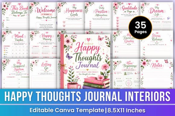 Happy Thoughts Journal Positive Mindset: Create a Happier and More Mindful Life