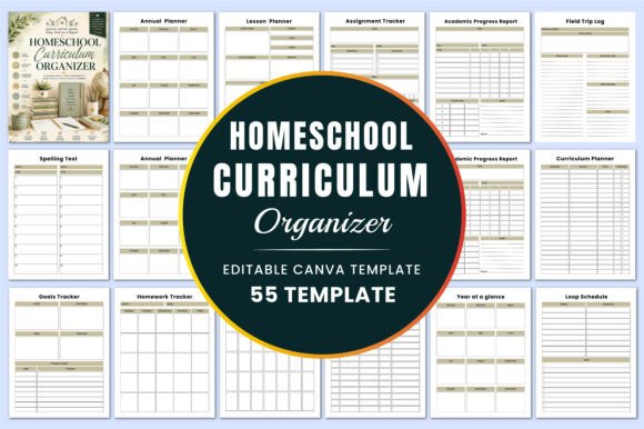 Homeschool Curriculum Organizer Canva