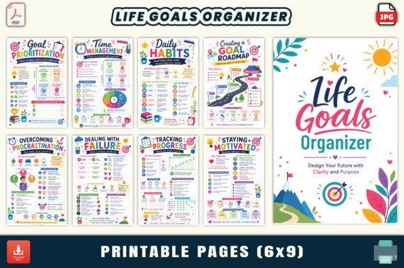 Life Goals Organizer – 30-Page eBook JPG PDF for a Purposeful Life