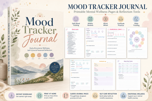 Mood Tracker Journal – Daily Emotional Wellness and Self-Care Reflection